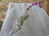 RESERVED BEAUTIFUL Vintage Swiss Hand Embroidered Hanky, Pansies and Lily of Valley,Bridal Handkerchief,Hankie,Never Used,Collectible Vintage Hankies