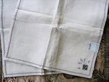 Elegant Tea Time Vintage Art Deco 1920s Italian Linen Napkins Set Natural Linen Ecru Embroidered Luxury Table Linens Gatsby Era Never Used!