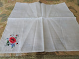 RESERVED LOVELY Vintage Hand Embroidered Hanky, Poppy Flowers Poppies,Bridal Handkerchief,Hankie,Never Used,Collectible Vintage Hankies