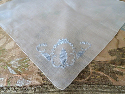 BEAUTIFUL Appenzell Vintage Hanky, Baby Blue Embroidery, Hankie, Vintage Handkerchief ,Fine Embroidery Work ,Wedding Bridal Hankie, Bridesmaid Special Hanky, Something Blue