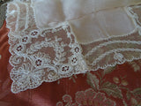 BEAUTIFUL French Art Deco Silk Hanky With Gorgeous Lace,, Suitable to Frame, Flapper Era Hankie,Lovely Vintage Handkerchief, Collectible Vintage Hankies