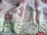 Late 1950s Early 60s Boudoir PINK Curtains, Lace Edge Pair of Pink Chiffon Curtains,26 inches by 23 inches, Shabby Chic,French Cottage Decor,Vintage Linens