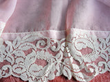 Late 1950s Early 60s Boudoir PINK Curtains, Lace Edge Pair of Pink Chiffon Curtains,26 inches by 23 inches, Shabby Chic,French Cottage Decor,Vintage Linens