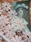 RESERVED Lovely Vintage PINK Lace Collar,Very Pretty Design,Fine Heirloom Sewing, Collectible Vintage Lace