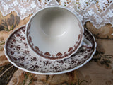 CHARMING Vintage Copeland Spode Teacup and Saucer Fleur-de-Lis Pattern Cup and Saucer, Brown Transferware, French Cottage Decor, Farmhouse Decor Collectible Teacups and Saucers