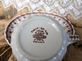 CHARMING Vintage Copeland Spode Teacup and Saucer Fleur-de-Lis Pattern Cup and Saucer, Brown Transferware, French Cottage Decor, Farmhouse Decor Collectible Teacups and Saucers