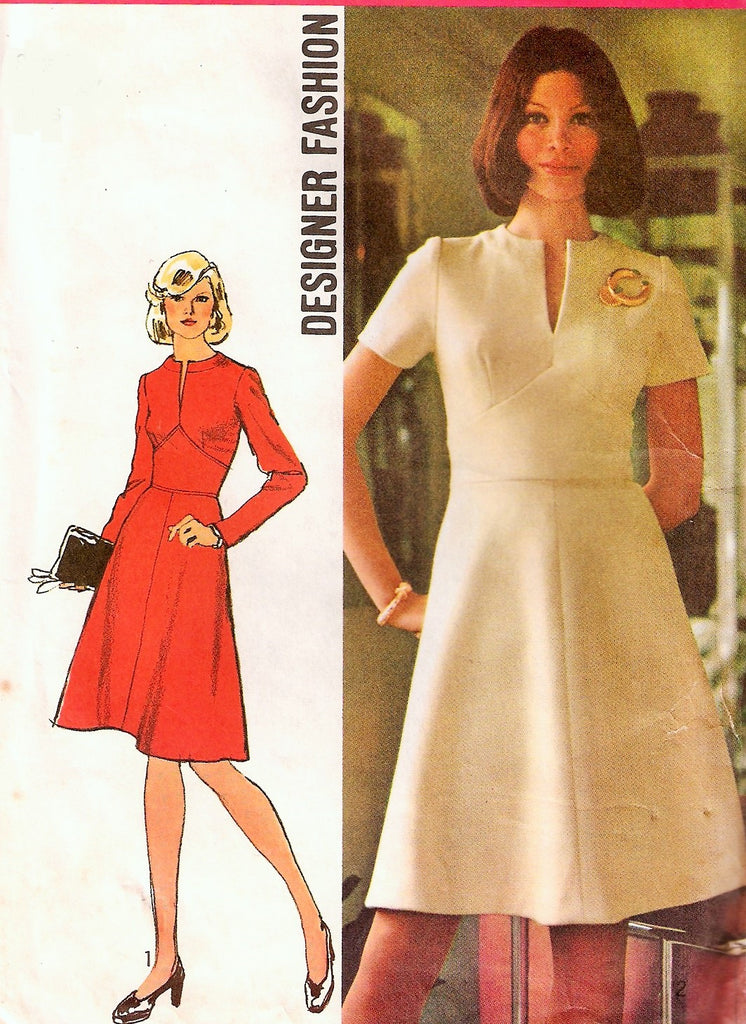 70s DESIGNER Midriff Dress Pattern SIMPLICITY 5789 Slit Neckline Flatt – A  Vintage shop