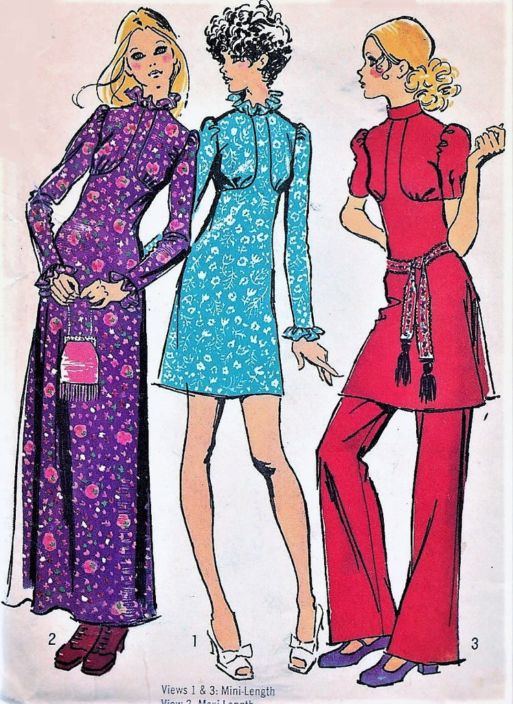 1970s BIBA Style Boho Maxi or Mini Dress or Tunic ,Flared Pants Patter – A Vintage shop