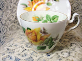 PRETTY Vintage Teacup and Saucer Adderley English Bone China Lush Yellow Roses MINERVE Vintage Cup and Saucer Tea Time Cups and Saucers Bridal Gifts House Warming Gift