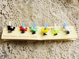 1950s RETRO Vintage Barware Glass Drinks Cocktails Markers or Napkin Holders Whimsical Birds Set of 6 Made In Western Germany
