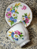 GORGEOUS Vintage Teacup and Saucer Royal Albert English Bone China Colorful Flowers HARVEST BOUQUET Vintage Cup and Saucer Tea Time Cups and Saucers Bridal Gifts House Warming Gift