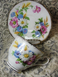 GORGEOUS Vintage Teacup and Saucer Royal Albert English Bone China Colorful Flowers HARVEST BOUQUET Vintage Cup and Saucer Tea Time Cups and Saucers Bridal Gifts House Warming Gift