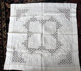 GORGEOUS Antique Victorian Fancy Small Tablecloth Table Topper Amazing Drawnthread  Work Raised WhiteWork Embroidery Fine Antique Linens