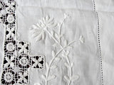 GORGEOUS Antique Victorian Fancy Small Tablecloth Table Topper Amazing Drawnthread  Work Raised WhiteWork Embroidery Fine Antique Linens