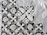 GORGEOUS Antique Victorian Fancy Small Tablecloth Table Topper Amazing Drawnthread  Work Raised WhiteWork Embroidery Fine Antique Linens