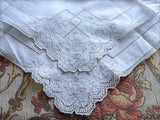 1930s Vintage MADEIRA Hand Embroidered Hankie Handkerchief White Work Embroidery ROSES Openwork Wedding Bridal Bridesmaids Special Hanky
