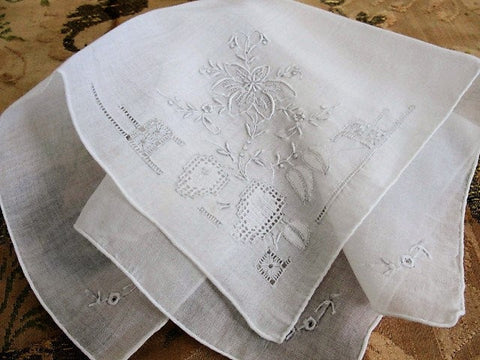 vintage WEDDING HANDKERCHIEF Lovely  Drawn Thread Gorgeous Bridal Hankie Stunning Drawnthread Work Finest Linen Hanky