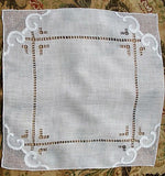 Lovely Vintage WEDDING HANDKERCHIEF, Deco Drawn Thread Hanky,Gorgeous Bridal Hankie,Lovely Drawnthread,Applique Work,Collectible Hankies