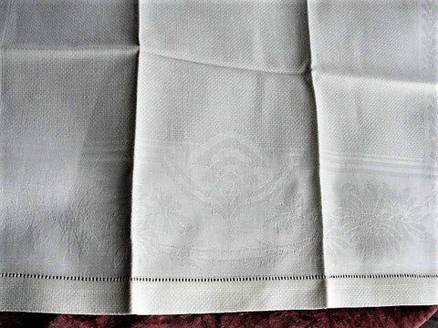 ANTIQUE Linen Damask Art Deco Pattern Guest Towel, 1920s Quality Vintage Linen Towel, Housewarming Gift, French Cottage, Farmhouse Decor