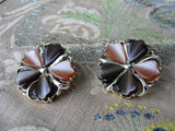 50s LOVELY Vintage THERMOSET Earrings Two Tone CORO Signed Flower Petal Design Clip On Earrings Clip Ons Clips Collectible Vintage Jewelry