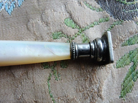 Antique Victorian Romantic Writers Seal, Wax Seal, Sceau Lustrous Mother of Pearl Handle No Monogram Lovely Addition to Collection, Gift