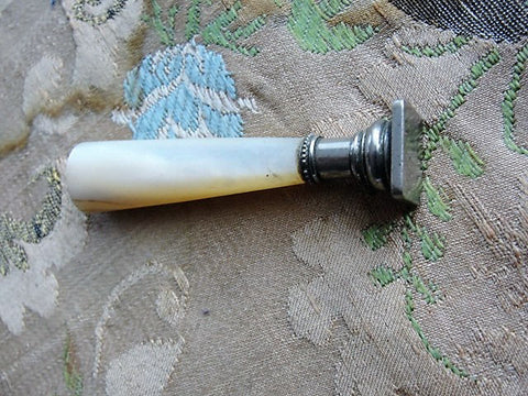 Antique Victorian Romantic Writers Seal, Wax Seal, Sceau Lustrous Mother of Pearl Handle No Monogram Lovely Addition to Collection, Gift