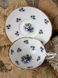 BEAUTIFUL Vintage  Footed Teacup and Saucer Royal STAFFORD English Bone China Sweet Violets Cup  and Saucer Bridal Showers Tea Parties,Gifts