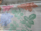 GORGEOUS Vintage HANDPAINTED Roses Damask Tablecloth Never Used Perfect Bridal Shower Wedding Housewarming or Birthday Gift  Vintage Linens
