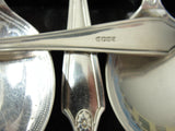 ELEGANT Antique Silver Plate Engraved Dessert Spoons and Serving Spoon Boxed Set, Bright Cut Engraved Collectible Silverware Silver Flatware