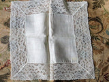 EXCEPTIONAL Vintage BRIDAL Hanky,Wedding Handkerchief,Irish Linen,WIDE French Hand Done Lace Hankie,Special Bridal Hanky,Collectible Hankies