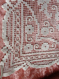 GORGEOUS Vintage Hand Made Lace Table Center,Table Topper, Large Square Doily Darned Lace,Hand Knotted Lace,French Farmhouse Wedding Doilies