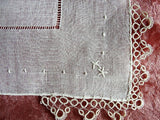 Breathtaking BRIDAL Antique Hanky,Applique Hand Drawnthread Work, Tatted Tatting Lace Hankie WEDDING HANDKERCHIEF Bridal Hanky Hankies