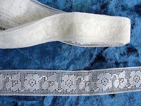 Antique 20s FRENCH DAINTY Floral Lace Trim Pattern Flapper Era Great for Boudoir Lamp Shades Dolls Baby Bridal Wedding Clothing