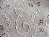 LOVELY Vintage MADEIRA Embroidered Hankie Monogram E Handkerchief ,WhiteWork ,Embroidery Openwork, Wedding Bridesmaid Hanky, Bridal Hankies