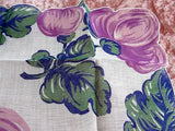 50s VINTAGE Hanky Printed Purple Flowers,Colorful Floral Handkerchief, Swiss Hanky,Collectible Hankies, Shabby Chic, Hankies To Collect