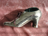 RARE Antique Silver Plate Metal LARGE Pincushion, Figural Pin Cushion,Shoe Shape Pincushion, Vintage Sewing Tool, Victorian Needlework Tools
