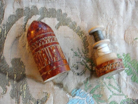 ANTIQUE Carved Wooden Sewing Etui,Treenware Needle Thread Storage,NeedleWork Sewing Tool,Sewing Collectible,French Country, Farm House Decor