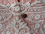 GORGEOUS Vintage Hand Made Lace Table Center,Table Topper, Large Square Doily Darned Lace,Hand Knotted Lace,French Farmhouse Wedding Doilies