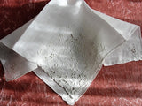 1930s Vintage MADEIRA Hand Embroidered Hankie Handkerchief White Work Embroidery FLORAL Openwork Wedding Bridal Bridesmaids Special Hanky