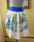 Lovely Blue Vintage Floral Hostess Half Apron Farmhouse Decor, Kitchen Apron, French Country, Late 50s or Early 60s