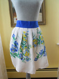 Lovely Blue Vintage Floral Hostess Half Apron Farmhouse Decor, Kitchen Apron, French Country, Late 50s or Early 60s