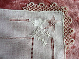 Breathtaking BRIDAL Antique Hanky,Applique Hand Drawnthread Work, Tatted Tatting Lace Hankie WEDDING HANDKERCHIEF Bridal Hanky Hankies
