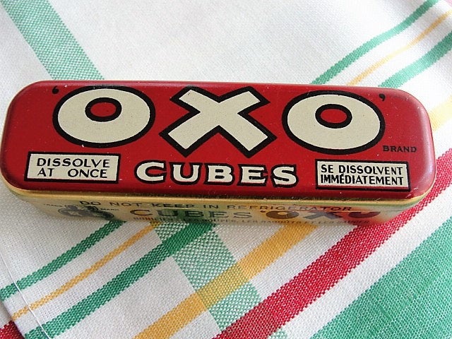 ANTIQUE Colorful OXO Cubes Tin, Decorative Vintage Tin,Farm House Decor,Exceptional Condition, Kitchen Tins,Collectible Advertising Tins