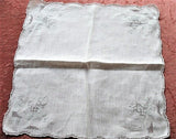 Vintage MADEIRA Hand Embroidered Applique Hankie Handkerchief White Work Seed Embroidery,Openwork Wedding Bridal Bridesmaids Vintage Hankies