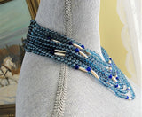 LUXURIOUS Italian Couture ORNELLA Venetian Art Glass Necklace, Multi Strand Of Blue Beads Day or Evening,Stunning Clasp,Collectible  Jewelry