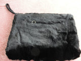 BEAUTIFUL Antique Victorian-Edwardian Black Fur Muff, Zippered Pocket, Attached Interior Change Purse, Large Vintage Fur Handbag Purse