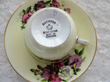 VINTAGE Duchess English Bone China Teacup and Saucer Sweet Peas Pattern,Pretty Pink Purple Flowers,Lavish Gold Trim, Pedestal Cup and Saucer