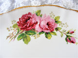 BEAUTIFUL Royal Albert American Beauty Cake Plate,Paul Longpre Lush Pink ROSES,English Bone China Handled Cake Plate,Vintage Wedding gifts