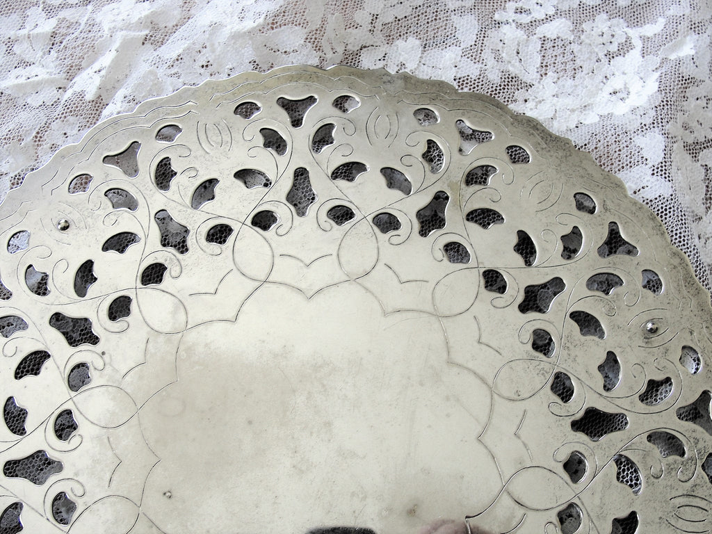 BEAUTIFUL Vintage Silver Plated Teapot TRIVET, Hotplate,Lovely Scrolling Open Work,Footed Stand,Wedding,Bridal,Tea Lover Gift,Collectible