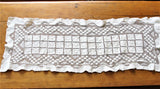 LOVELY Vintage Hand Made Lace Runner, Table,Buffet or Dresser Lace Runner,Darned Lace Hand Knotted, Lace Runner,French Farmhouse,Wedding